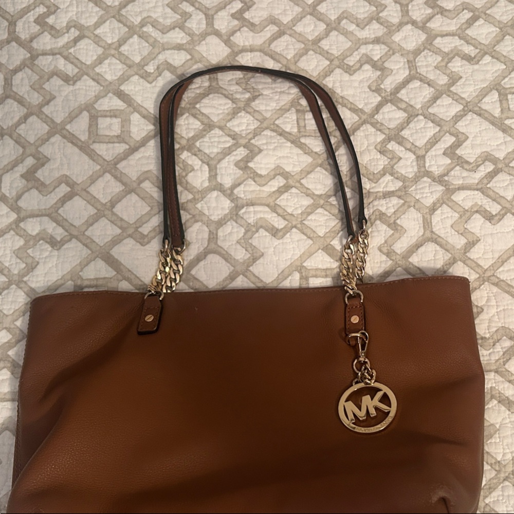 Michael Kors Tan Leather Tote with Gold Accents